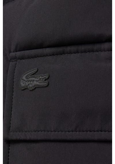Lacoste Down Fill Womens Parka Uzun Boy Kaz Tüyü Dolgulu Kapüşonlu Kadın Parka Siyah