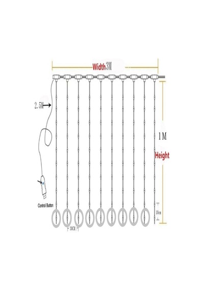 Dekoratif Ampul Top Perde Kumandalı 3 Metre 8 Mod Peri Led Işık Günışığı Aydınlatma Perde Led Usb Gün Işığı