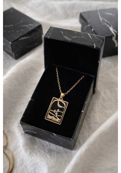 Gold Kaplama Tarot Figürlü Kolye Çok Renkli