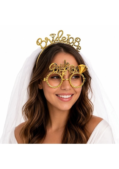 Bride To Be Gold Taç Ve Parti Gözlüğü Seti 5264 Açık Gri