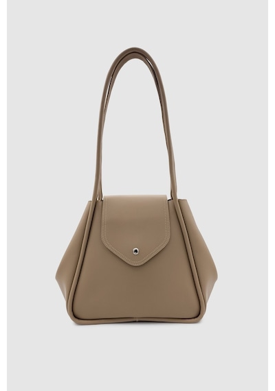 Wuclo Rovel Formu Değişebilen Çıtçıtlı Kanatlı Tote Omuz Çantası Vizon