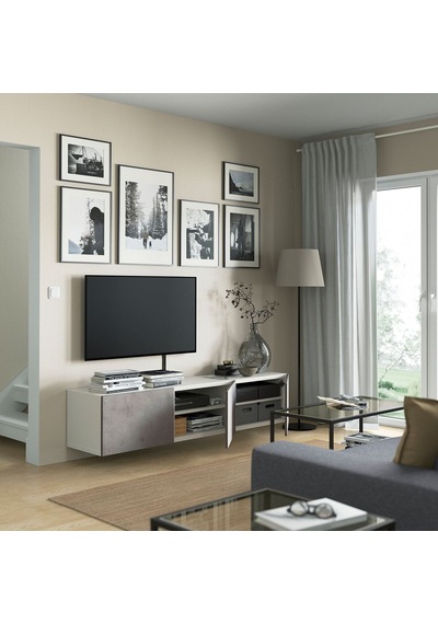 Tv Sehpası, Beyaz-açık Gri, 180x42x38 Cm, Kallvıken Gri Tv Sehpası, Beyaz-açık Gri, 180x42x38 Cm, Kallvıken Gri