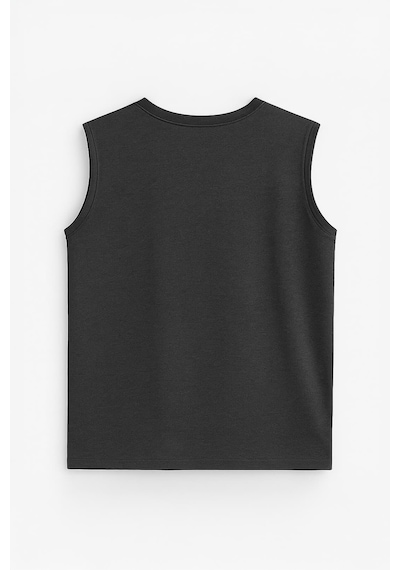Markapia Woman Kadın Bisiklet Yaka Baskılı Kolsuz T-shirt Antrasit M