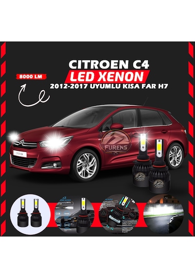 Citroen C4 2012-2017 Kısa Far Uyumlu Şimşek Etkilii Led Xenon Light Series H7