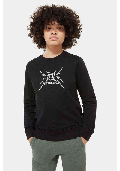 Tshirthane Metallica Beyond Magnetic Logo Baskılı Unisex Çocuk Siyah Sweats Siyah