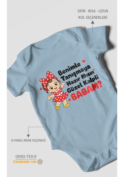 Morivokids Babaya Özel Kısa Kollu Bebek Body %100 Pamuk Zbn294-kk Bebe Mavisi