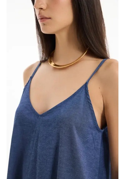 Quzu 25yelb00568 İndigo Elbise Indigo