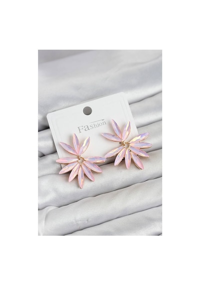Pembe Renk Kristal Taşlı Lotus Model Kadın Küpe Tj-bkp11915 Evimdeyokyok