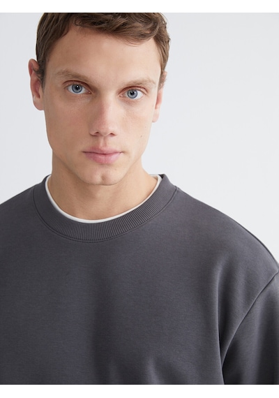 Lcw Vision Antrasit Bisiklet Yaka Erkek Kalın Sweatshirt