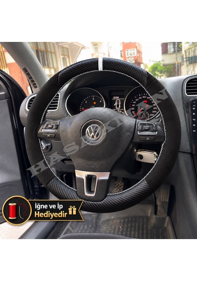 Vw Amarok Dikme Direksiyon Kılıfı Alcantara Süet Mat Karbon Beyaz Yüzük Ve Dikiş 2010-2016