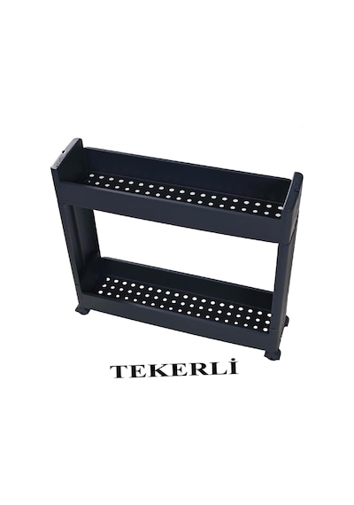 Slim Organizer 2 Katlı Plastik Banyo / Mutfak Düzenleyici Raf Antrasit 49,5 14 45 Cm Antrasit