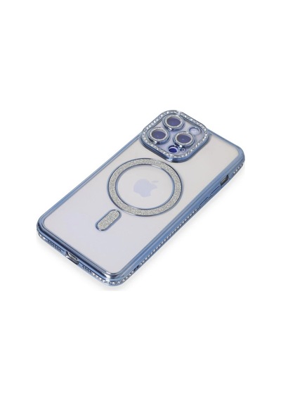 Apple İphone 15 Pro Kılıf Joke Simli Magneticsafe Kılıf - Mavi