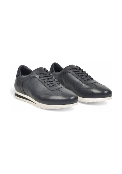 Komcero Kauçuk Tabanlı Bağcıklı Sneaker Lacivert Hakiki Deri Erkek Casual Ayakkabı Hz1003-7811
