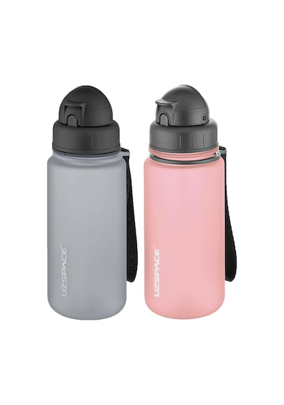 Uzspace 2'li Pipetli Tritan Matara Seti 400 Ml Fiftyfifty -3024seta Gri - Pudra