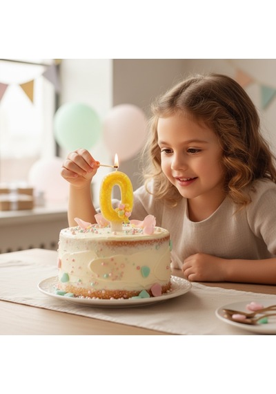 Sarı Sim Pasta Mumu Doğum Günü Mum 0 Yaş Balon Konsept
