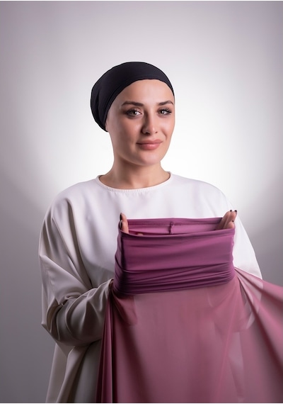 Hürrem Bone Fuşya Pratik Hazır Geçmeli Şal Şifon Boru Boneli 3001_20