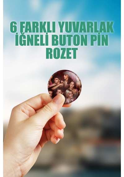 Elite Dizi Çanta Süsü İğneli Buton Rozet Seti 6 Adet Altılı