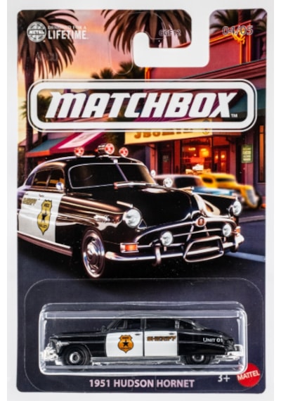 2025 Matchbox 1951 Hudson Hornet Black Sherıff Siyah - Beyaz