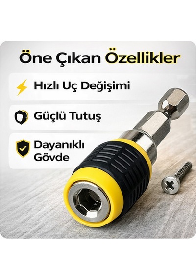 Manyetik Bits Uç Tutucu Hex Manyetik Matkap Ucu Adaptörü 60mm Otomatik Kartelalı