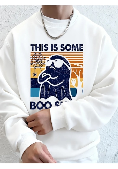 Startmore Tarzsokak Bu Biraz Şaka Yapılı Baskılı Erkek Sweatshirt Kışlık Yuvarlak Yaka Kapüşonlu Sweatshirt Sokak Beyaz