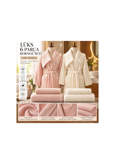 Slc Home 6 Parça Lüx Aile Bornoz Seti % 100 Pamuk Kutulu Şık Desenli İşlemeli Pembe - Beyaz - 939937392 Pembe - Beyaz Slc Home 6 Parça Lüx Aile Bornoz Seti % 100 Pamuk Kutulu Şık Desenli İşlemeli Pembe - Beyaz - 939937392 Pembe - Beyaz