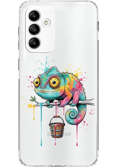 Samsung Galaxy M23 İle Uyumlu Splash Bukalemun Tasarımlı Şeffaf Silikon Kılıf Şeffaf