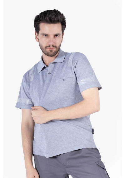 İş Tişörtü - Polo Yaka Reflektörlü T-shirt %100 Pamuk Gri Melanj