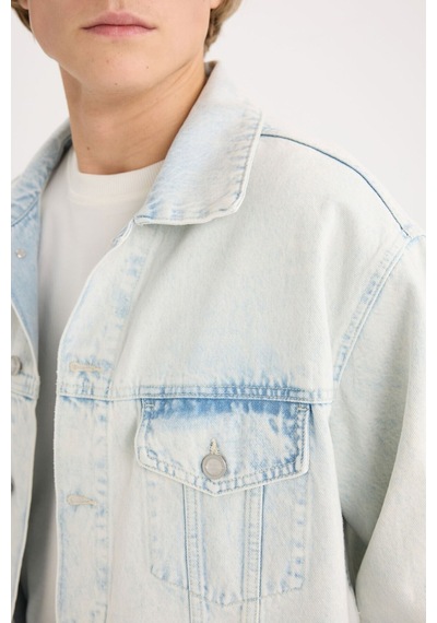 Defacto %100 Pamuk Oversize Geniş Kalıp Jean Ceket E0836ax25spnm63 Mavi-nm63