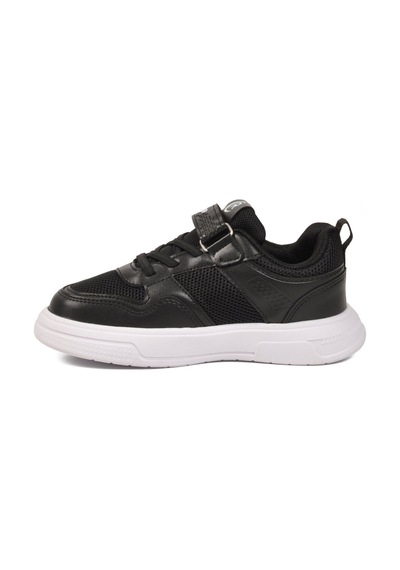 Reyber Siyah Beyaz Cırtlı Fileli Hafif Unisex Çocuk Spor Ayakkabı 026 F SİYAH-BEYAZ