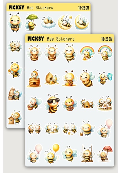 Sevimli Arı Sticker Seti - 50 Adet Etiket Çıkartma Diğer