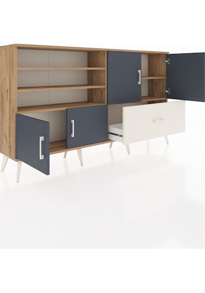 Arges Konsol 5 Raflı Tek Çekmeceli 4 Kapaklı 176x30x99 Çam-antras Çam-antrasit/aytaşı Arges Konsol 5 Raflı Tek Çekmeceli 4 Kapaklı 176x30x99 Çam-antras Çam-antrasit/aytaşı
