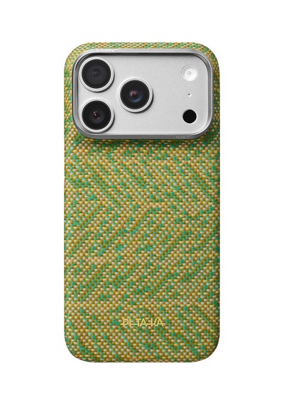 Apple Uyumlu Apple iPhone 18 Pro Max Kılıf M-safe Özellikli Aramid Karbon Fiber Pitaka Wind Over Wheat Kapak Sarı-yeşil Sarı - Yeşil