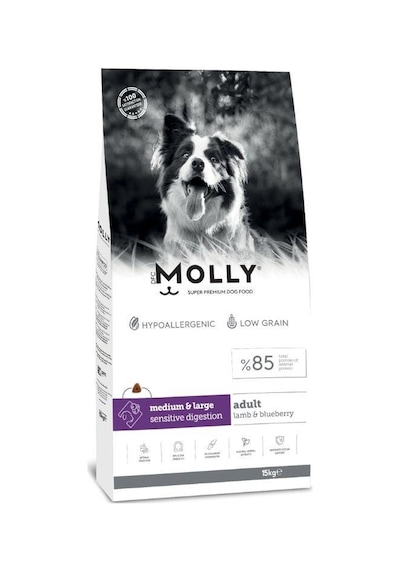 Molly Düşük Tahıllı Hypoallergenic Kuzulu Ve Yaban Mersinli Orta Ve Büyük Irk Yetişkin Köpek Maması 15 Kg