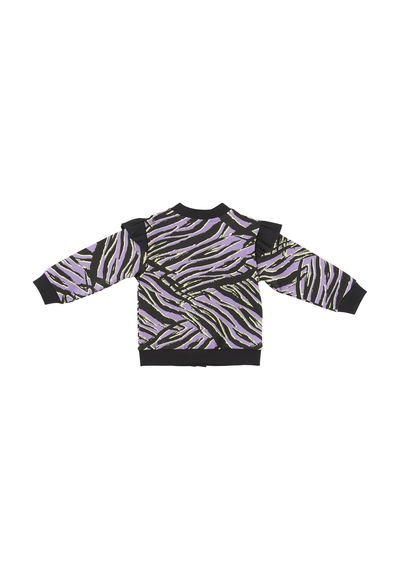 Panço Kız Çocukzebra Desenli Fermuarlı Sweatshirt Siyah 2321gb08022-2307 001