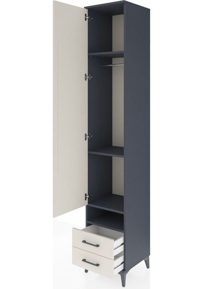Hyperion Dolap 4 Raflı 2 Çekmeceli Tek Askılı 44x44x243 Antrasit-aytaşı Antrasit