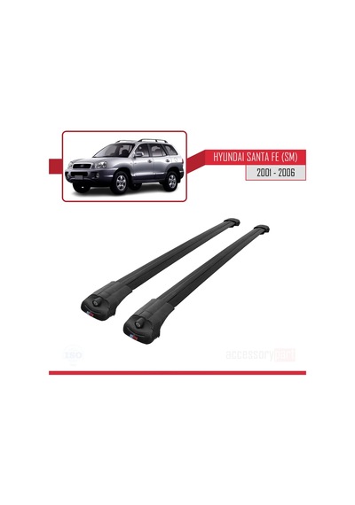 Hyundai Santa Fe Sm 2001-2006 Arası İle Uyumlu Ace-1 Ara Atkı Tavan Barı Siyah