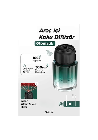 160 Ml Işıklı Akıllı Araç Aroma Kokusu Araba Kokusu Şarjlı Otomatik Hava Ferahlatıcı Koku li