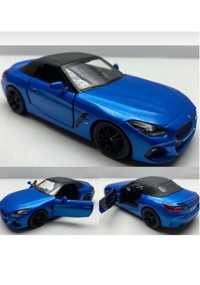 Oyuncak Bmw Z4 Diecast Açılır Kapılı Çek Bırak Metal Roadster Cabrio Model Spor Araba 1:34 Ölçek 12,5 Cm Mavi