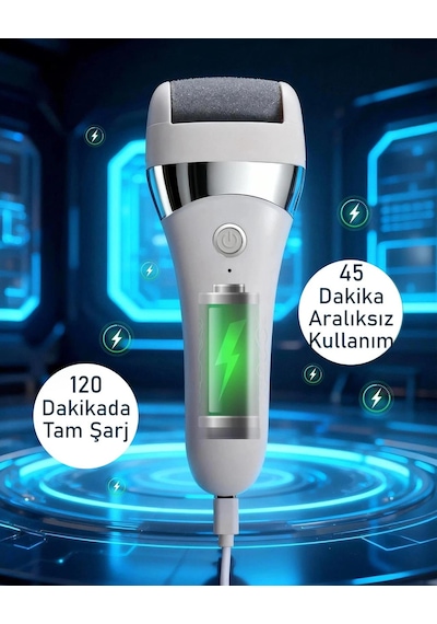 Valkyrie Şarjlı Elektrikli Topuk Törpüsü Ayak Bakım Cihazı 3 Başlıklı Suya Dayanıklı Dijital Ekranlı