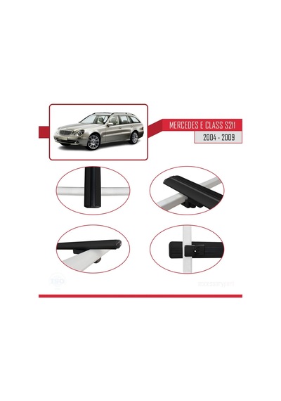 Mercedes E Class S211 2004-2009 Arası İle Uyumlu Basic Model Ara Atkı Tavan Barı Siyah 3 Adet