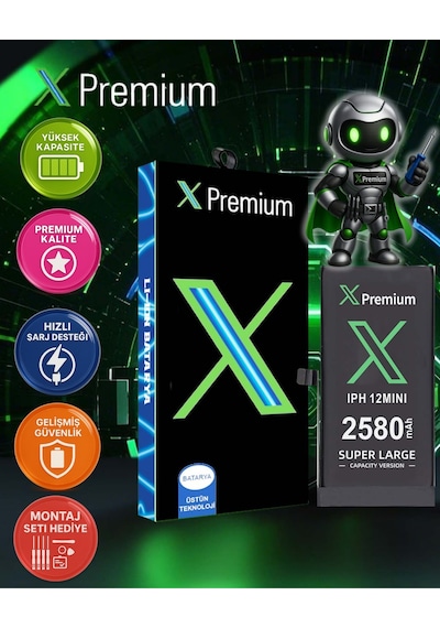 Xpremium Apple Uyumlu iPhone  12 Mini Batarya Pil Süper Yüksek Kapasiteli Güçlendirilmiş 2580 Mah
