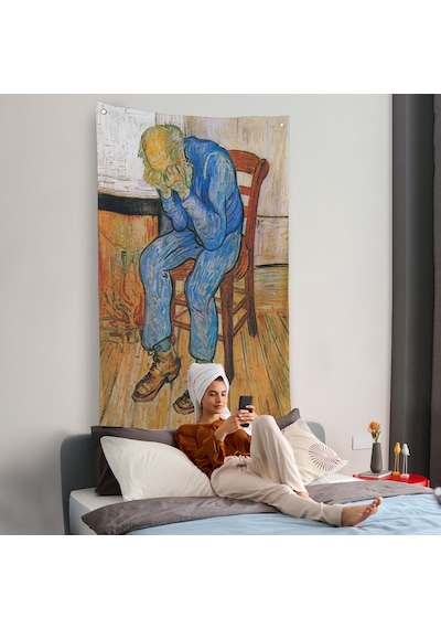 Acı Çeken Yaşlı Adam Sonsuzluğun Eşiğinde Duvar Örtüsü - Vincent Van Gogh-7442