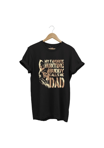 Hunting Avcılık Kurt Poster Baskılı %100 Pamuk Regular Fit Bisiklet Yaka Siyah T-shirt Siyah