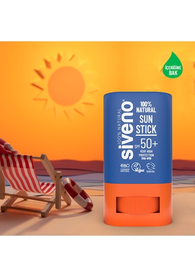 Siveno 100% Doğal Stick Güneş Koruyucu Mineral Filtreli Renkli Ton Eşitleyici Hassas Uva Uvb Spf50+ 15 G