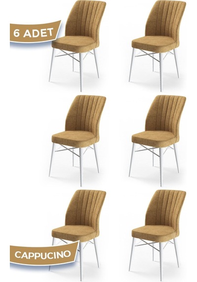 Canisa Concept Flex Serisi Gürgen Ayaklı 1.sınıf Sandalye , 6 Adet , Cappucino Sandalye , Ayaklar Beyaz Sandalyeler Cappucino Ayaklar Beyaz