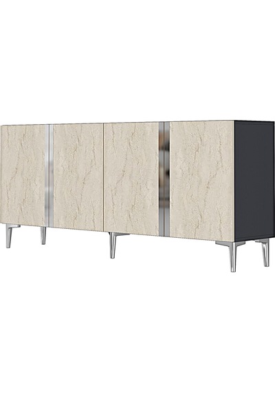 Ka1898ats Anka Konsol Ve Tv Sehpası Antrasit-traverten-silver 180cm