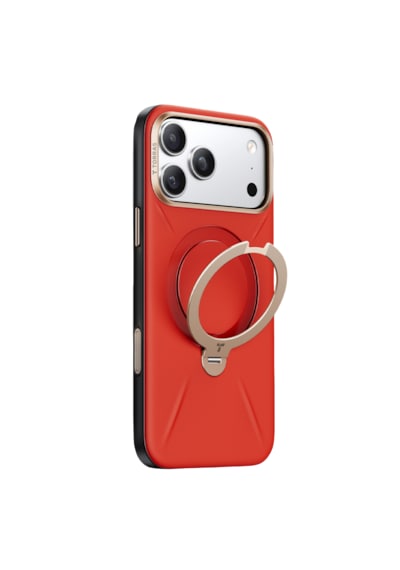 Torras Apple iPhone Uyumlu 17 Pro O Stand Spin Vegskin Serisi Magsafe Kılıf Kırmızı