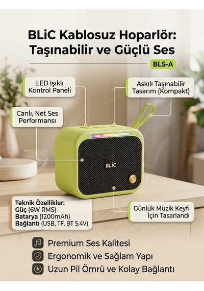 6w Rms Bluetooth 5.4 Taşınabilir Kablosuz Hoparlör - Bayi Depom