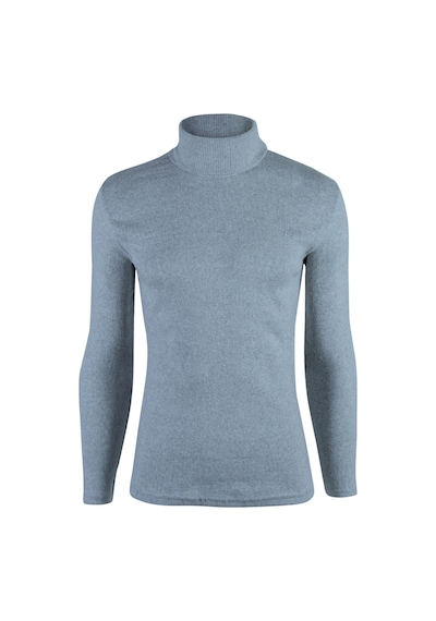 Erkek Açık Mavi Balıkçı Yaka Boğazlı Slim Fit Kazak Açık Mavi