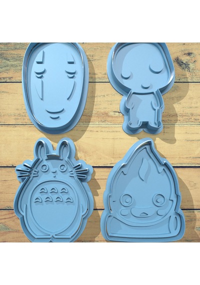 Totoro Calcifer Yüzsüz Anime Karakter Figürlü Kurabiye Kalıbı Seti Hamur Kesici Aparat Çok Renkli